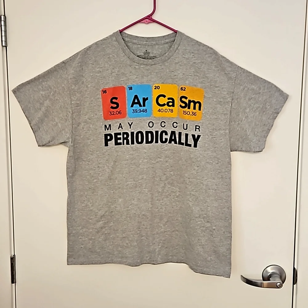 'Sarcasm may occur periodically' graphic print tee XL and 2XL short sleeve gray - Picture 2 of 6